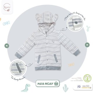 Áo khoác cho bé Luxry vải sợi tre Luxry phối mũ tai thỏ siêu đẹp an toàn với làn da của bé