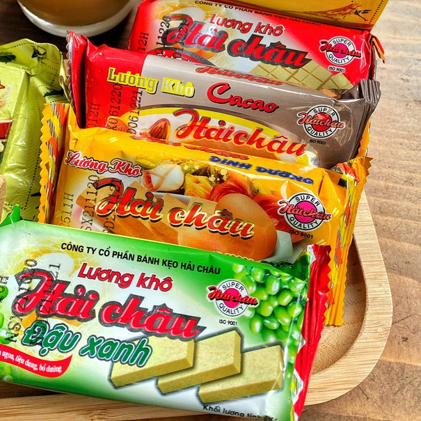 Bộ 20 gói lương khô 65Gr Hải Châu đủ vị ( Tổng hợp, ca cao, dinh dưỡng, đậu xanh)