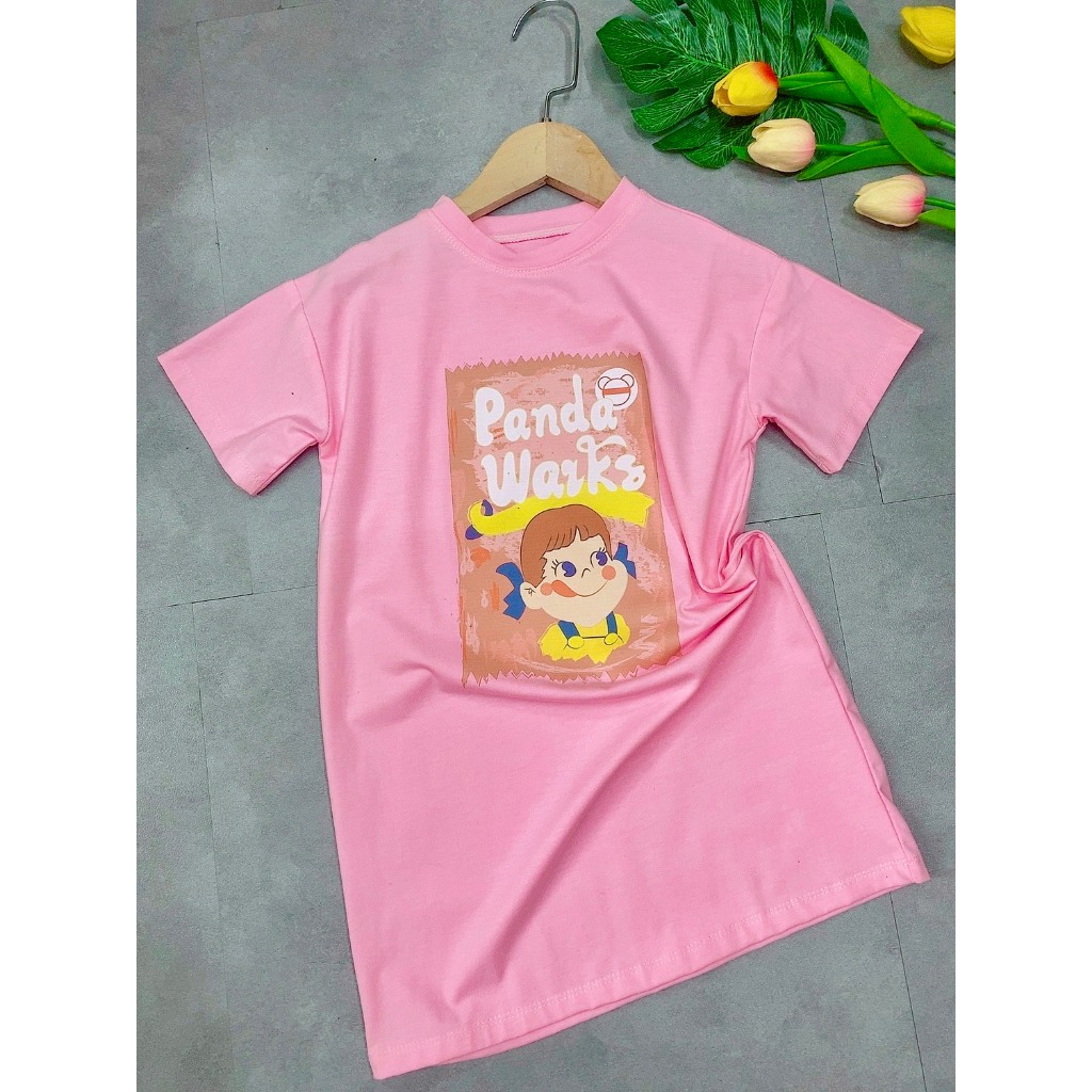 Váy Suông Cotton Hồng In Hình Dễ Thương Dành Cho Bé Gái