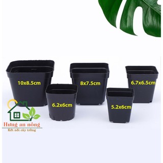 CNVDL2 - Sét 100 chậu nhựa vuông đen ươm trồng cây size 5.2x6cm