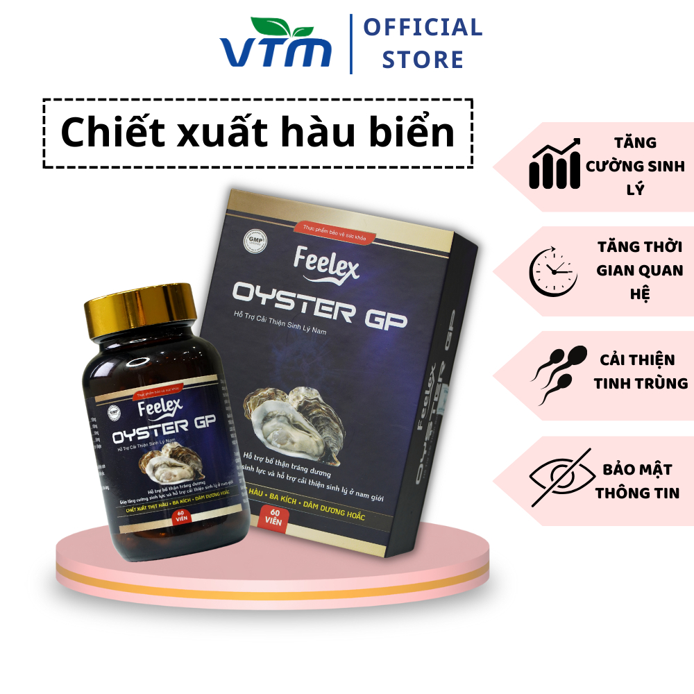 Tinh chất hàu biển cao cấp Feelex Oyster GP tăng cường sinh lý nam  hộp 60 viên