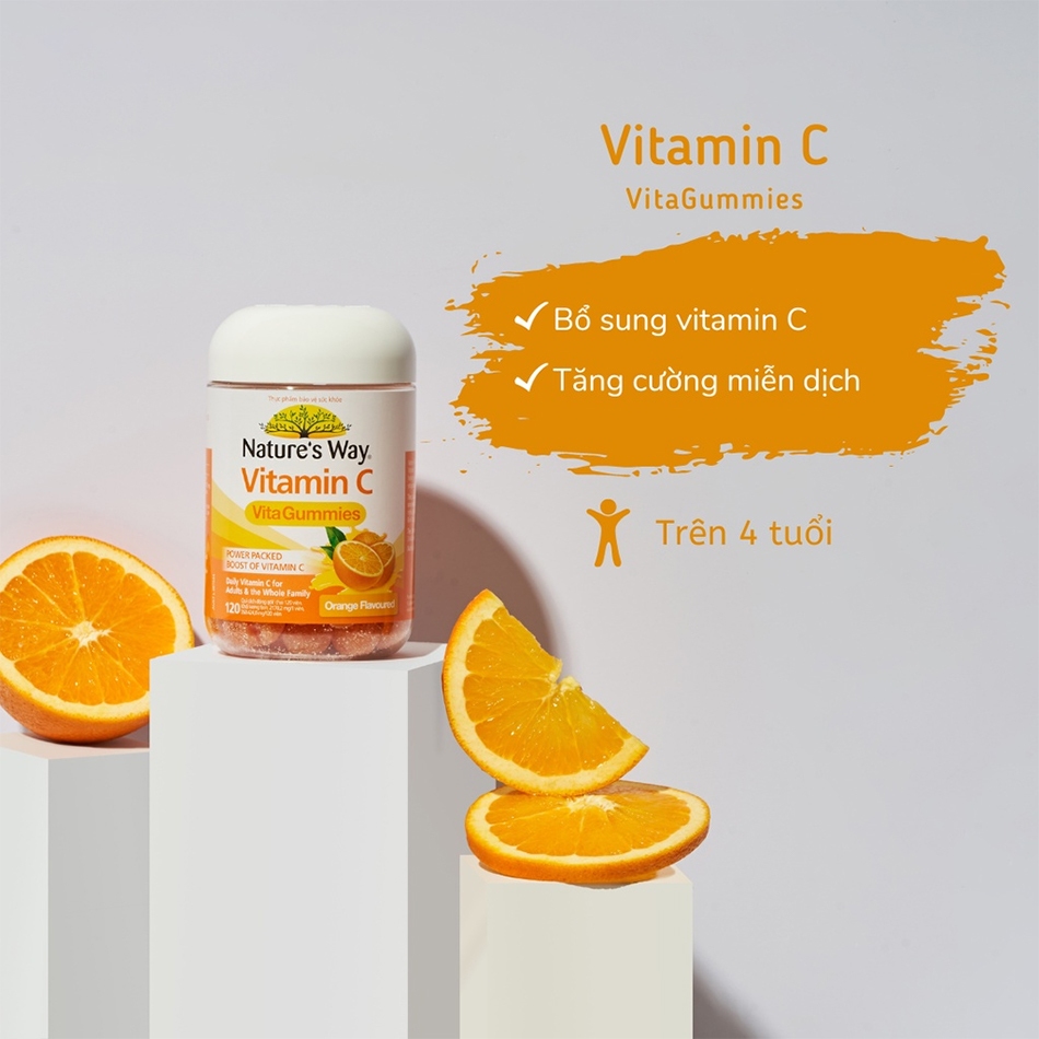 Kẹo Dẻo Nature's Way Vitamin C Vita Gummies Giúp Tăng Đề Kháng Cho Cả Gia Đình (Chai 120 Viên)