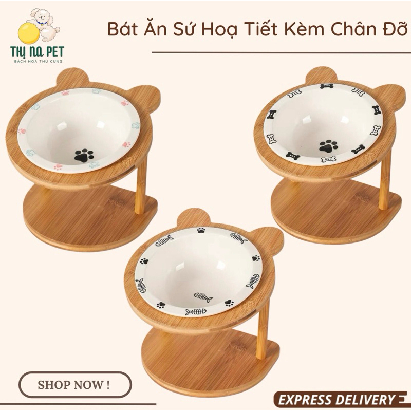 Bát Ăn Cho Chó Mèo - Bát Sứ Chống Gù Thiết Kế Cho Chó Mèo Nhiều Hoạ Tiết