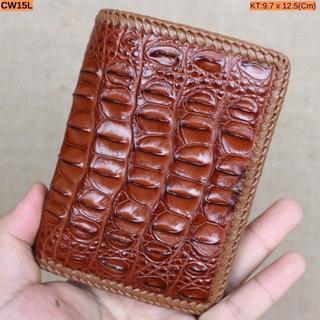 Ví Đứng Da Lưng Cá Sấu Đan Viền || Hàng Thủ Công Có Giấy Tờ Nguồn Gốc Da Cá Sấu