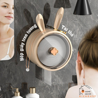 Hộp đựng giấy vệ sinh gắn tường, hộp đựng khăn giấy có nắp đậy chống nước, bui bẩn hình thỏ dễ thương mới