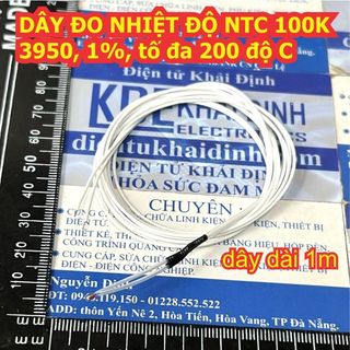 2 cái Dây đầu dò cảm biến ĐO NHIỆT ĐỘ NTC thủy tinh 100K 3950 1% tối đa 200 độ C kde0297