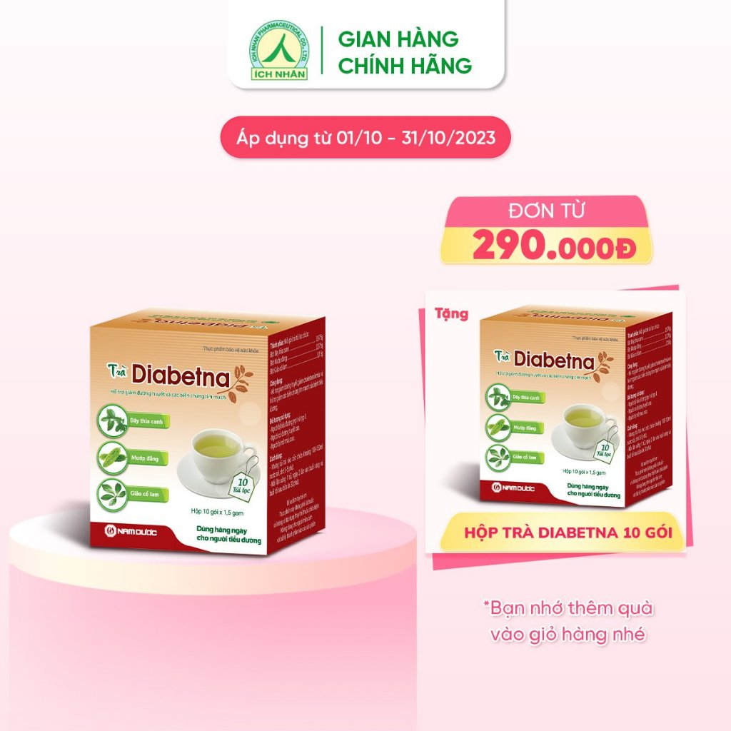 Trà Diabetna cho người tiểu đường - hỗ trợ hạ đường huyết và mỡ máu hộp 10 gói TDI