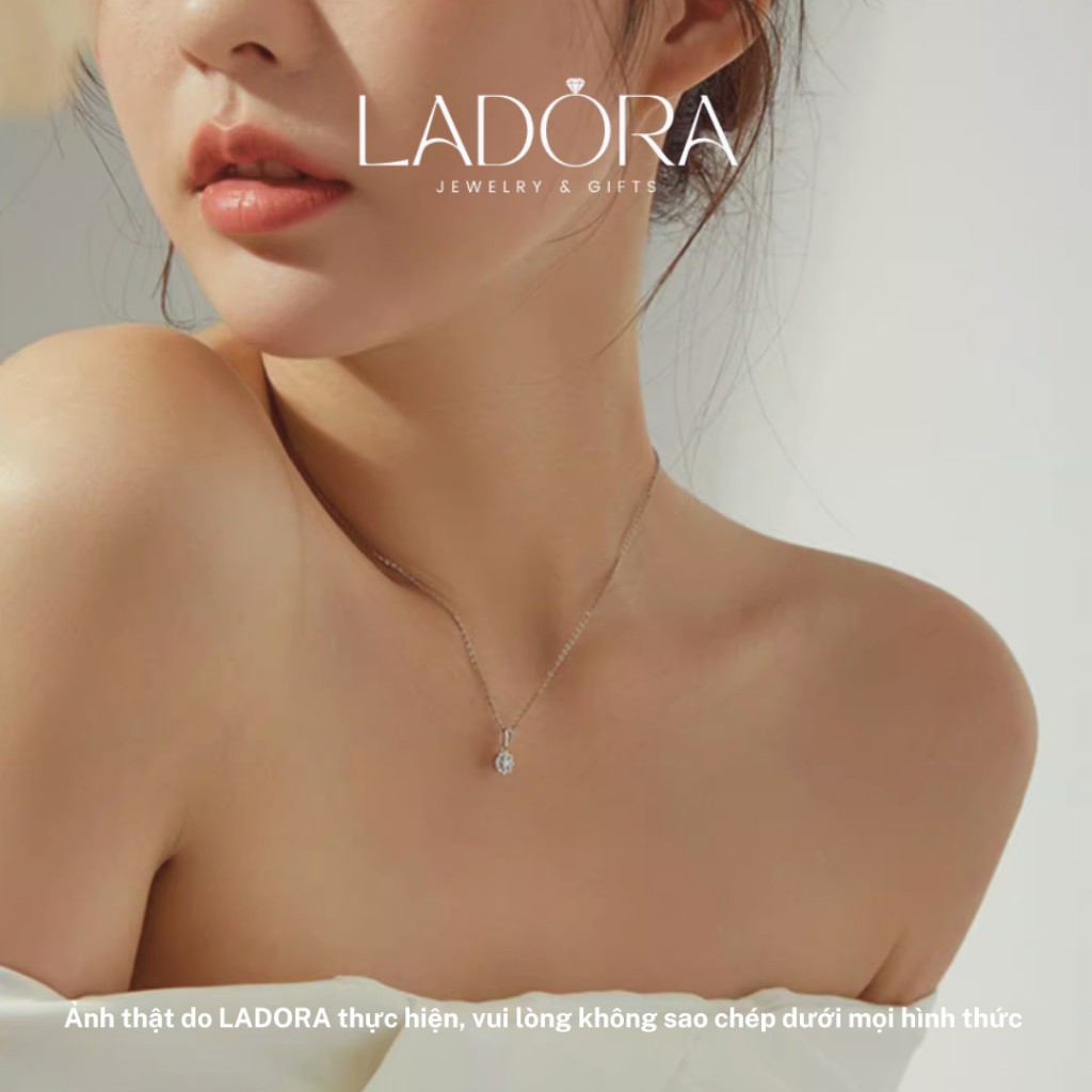 Dây chuyền bạc LADORA mặt hoa đính đá Moissanite trang sức nữ cao cấp ý 925 - LADD6