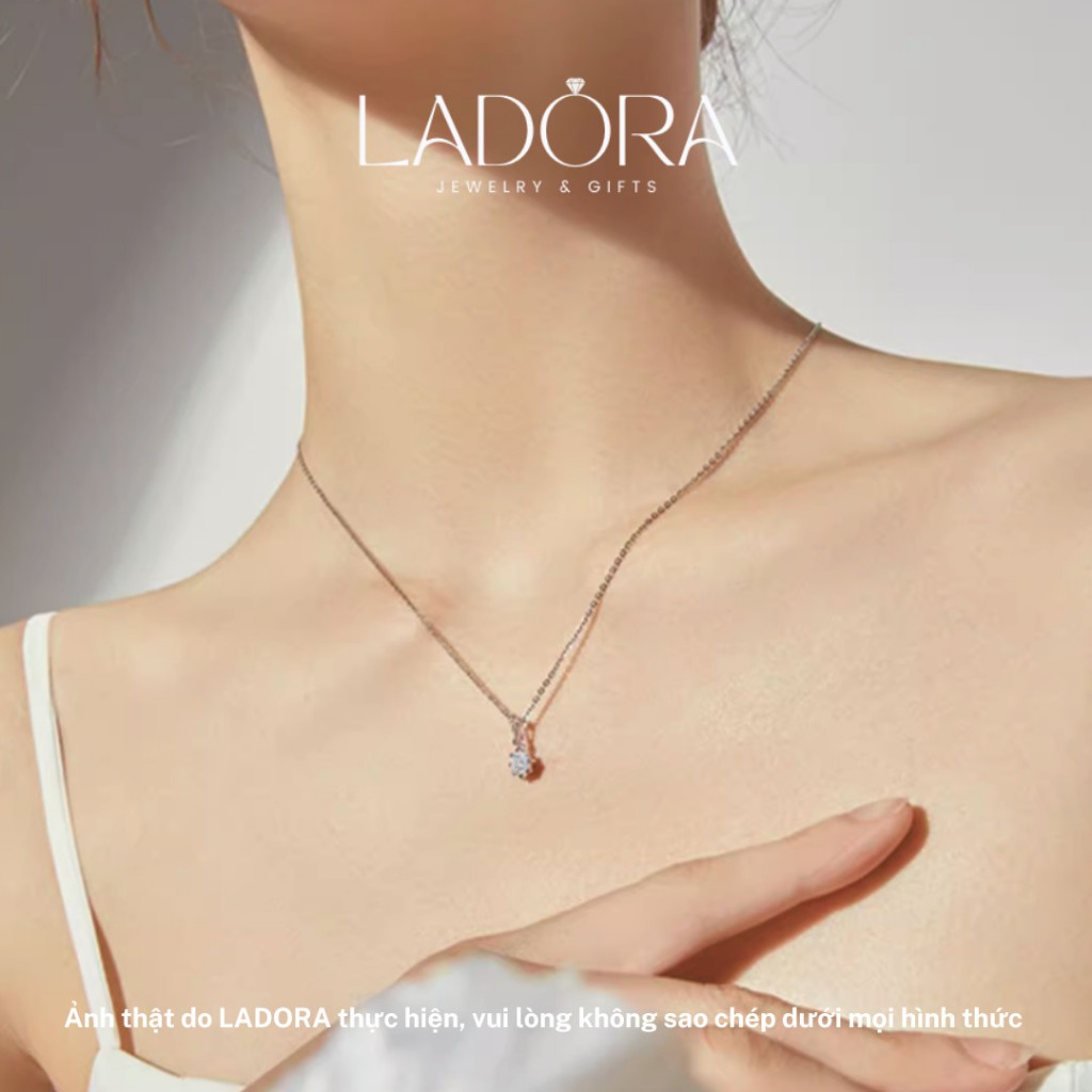 Dây chuyền bạc LADORA mặt hoa đính đá Moissanite trang sức nữ cao cấp ý 925 - LADD6