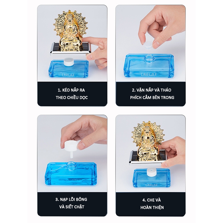 Nước Hoa Ô Tô kiêm Tượng Phật Quan Thế Âm Chạy Năng Lượng Mặt Trời Tỏa Hương Thơm Mát Nhẹ Nhàng - 50ml Quan Âm