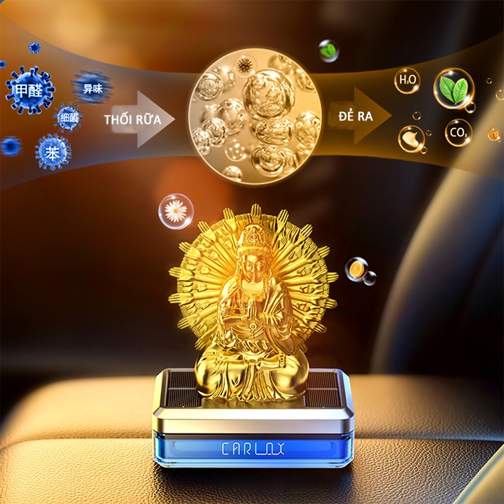 Nước Hoa Ô Tô kiêm Tượng Phật Quan Thế Âm Chạy Năng Lượng Mặt Trời Tỏa Hương Thơm Mát Nhẹ Nhàng - 50ml Quan Âm