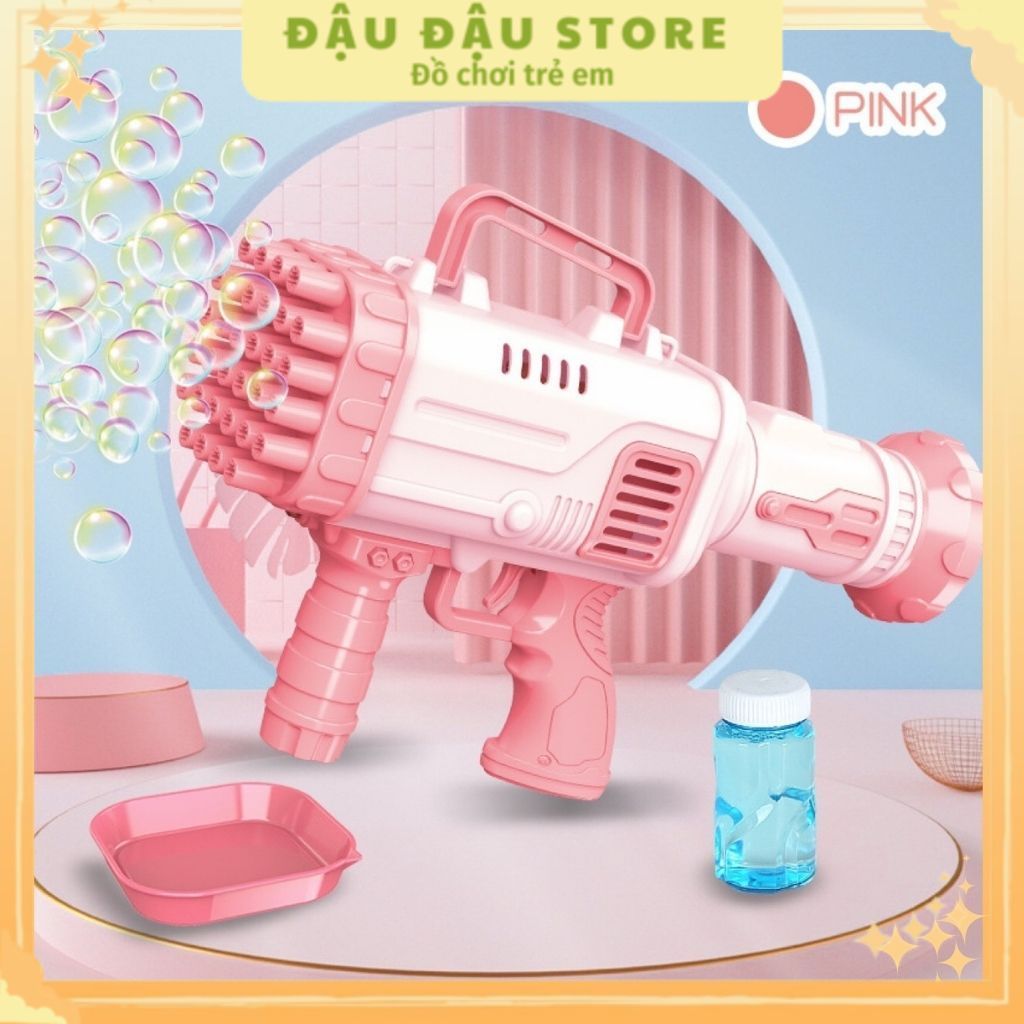 Súng bắn bong bóng xà phòng 32 nòng, máy thổi bong bóng cho bé tặng kèm lọ nước tạo bong bóng Đậu Đậu Store