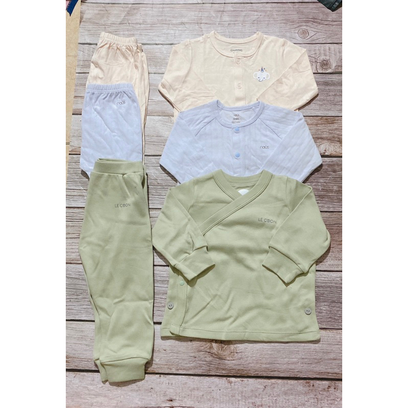 Bộ dài tay cúc chéo cho bé 0-9 tháng