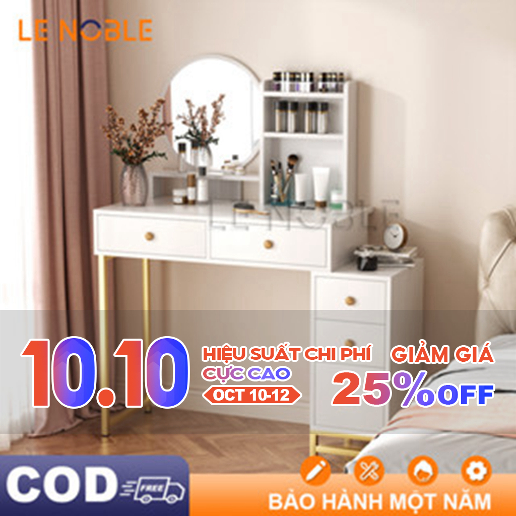 🎉giảm giá🎉LENOBLE Bàn trang điểm bàn trang điểm gỗ mdf gỗ có gương dung tích lớn Với ba ngăn kéo