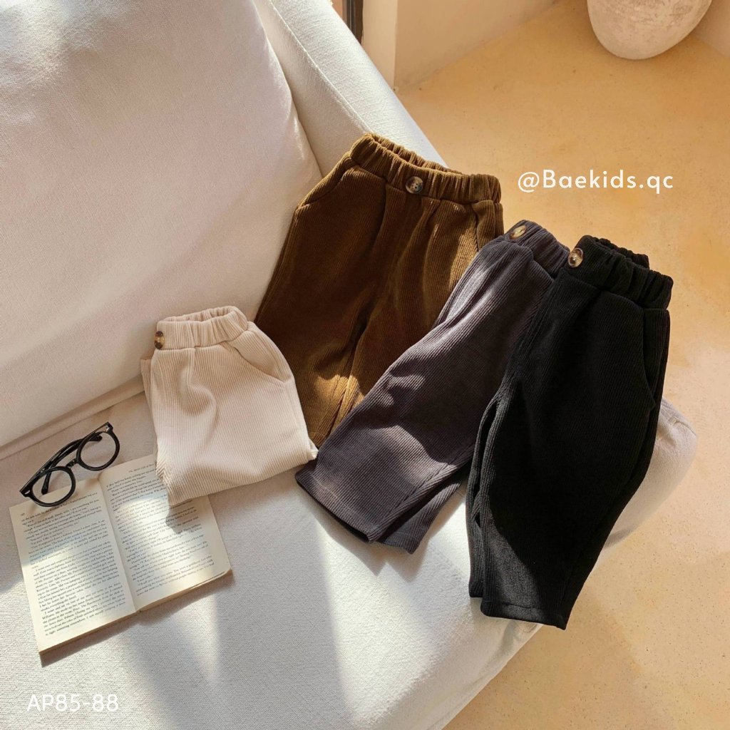 Quần dài thu đông cho bé trai bé gái BAE KIDS 11kg đến 34kg nhung tăm dày dặn