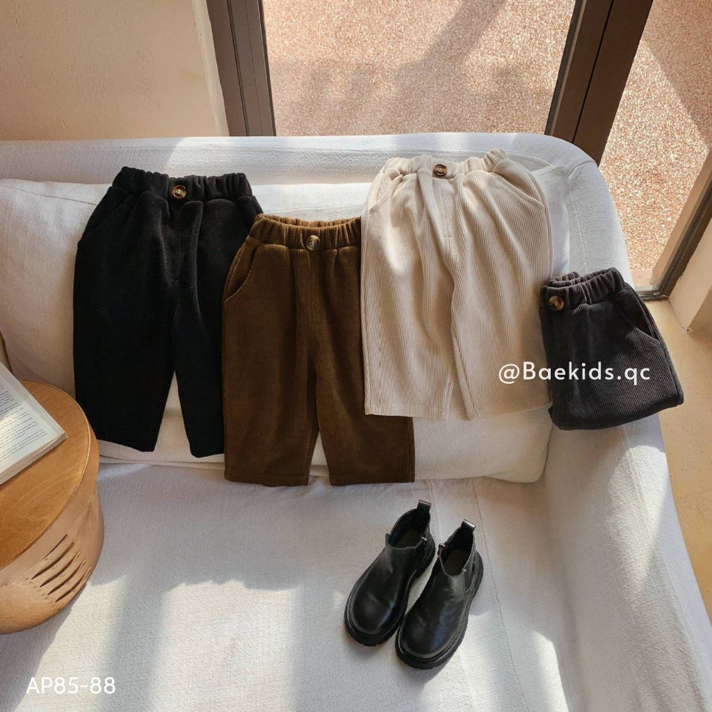 Quần dài thu đông cho bé trai bé gái BAE KIDS 11kg đến 34kg nhung tăm dày dặn
