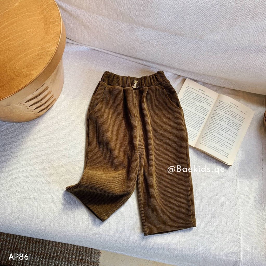 Quần dài thu đông cho bé trai bé gái BAE KIDS 11kg đến 34kg nhung tăm dày dặn