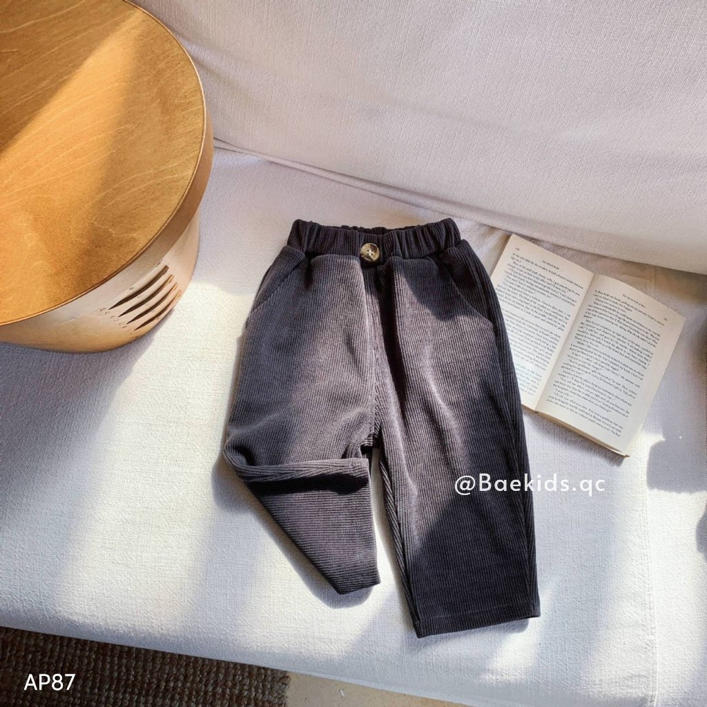 Quần dài thu đông cho bé trai bé gái BAE KIDS 11kg đến 34kg nhung tăm dày dặn