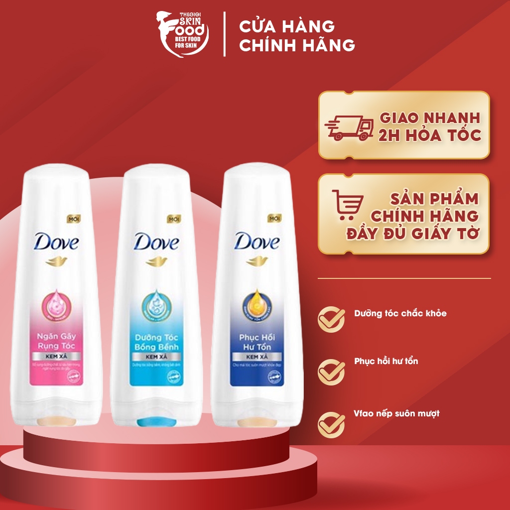 Dove Kem Xả Phục Hồi, Ngăn Rụng Tóc, Dưỡng Tóc Bồng Bềnh 610g