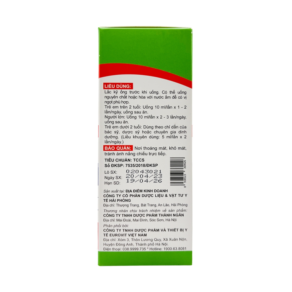 Giải Độc Mát Gan Eurovit - Hỗ Trợ Thanh Nhiệt, Giảm Mẩn Ngứa, Mề Đay (Hộp 20 Ống)