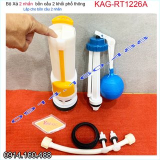 Bộ xả bồn cầu két nước rời 2 nút nhấn Tasaco KAG-RT1226A, trọn bộ xả 2 nhấn bàn cầu KAG-RT1227 nhấn êm xả tốt siêu bền