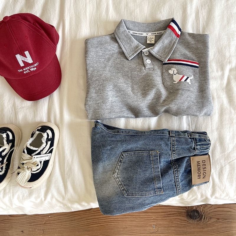 Áo dài tay cho bé trai BAE KIDS 11kg đến 34kg cổ polo năng động