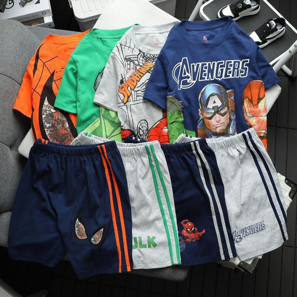 Đồ Bộ Bé Trai Cotton Hàng Xuất Xịn - Set Đồ Thun Trẻ Em Mền Mịn, Đủ Hình Siêu Nhân, Người Nhện, Size Nhí, Susi Kids Shop