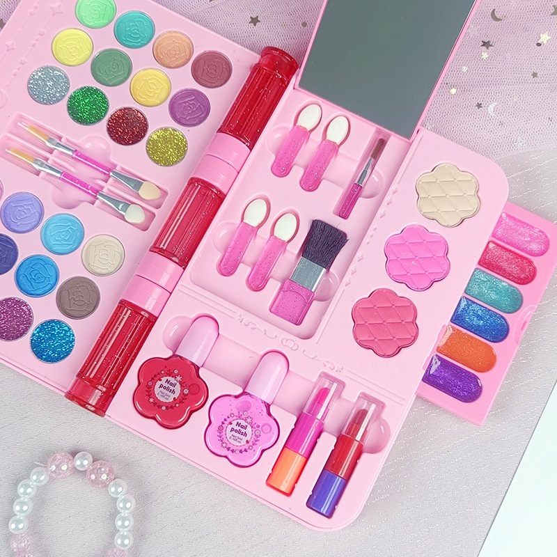 Bộ đồ chơi mô phỏng bàn trang điểm nhiều màu cho bé - Sản phẩm an toàn không độc hại cho da bé Kids Makeup Set Non Toxic