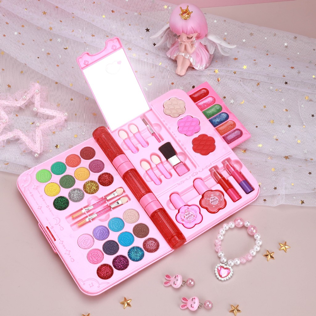Bộ đồ chơi mô phỏng bàn trang điểm nhiều màu cho bé - Sản phẩm an toàn không độc hại cho da bé Kids Makeup Set Non Toxic