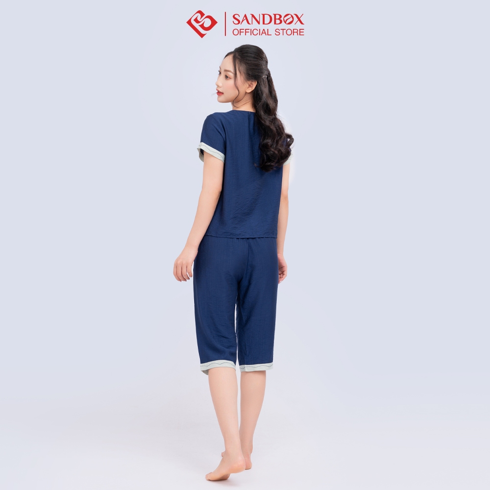 Đồ bộ SANDBOX bộ mặc nhà chất Đũi cao cấp, thiết kế quần lửng, cổ sen, nhẹ nhàng thanh lịch BDL23002