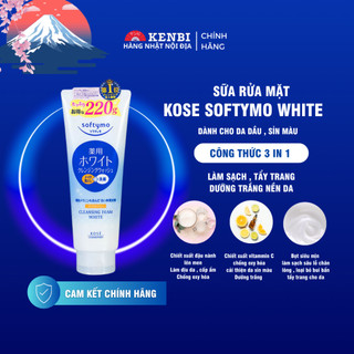 Sữa rửa mặt Kose Softymo White 220g- hàng Nhật nội địa