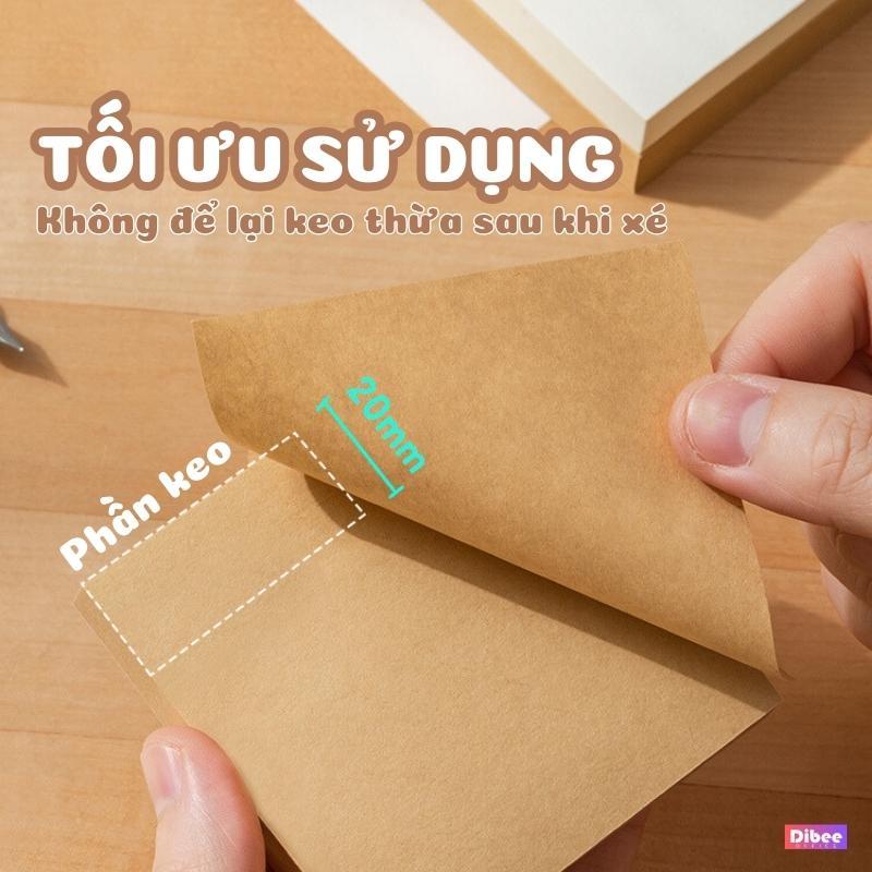 Giấy note ghi chú DiBee  2 màu, trơn, kẻ ngang, kẻ caro, phong cách vintage keo dán chắc chắn, trang trí decor NO70