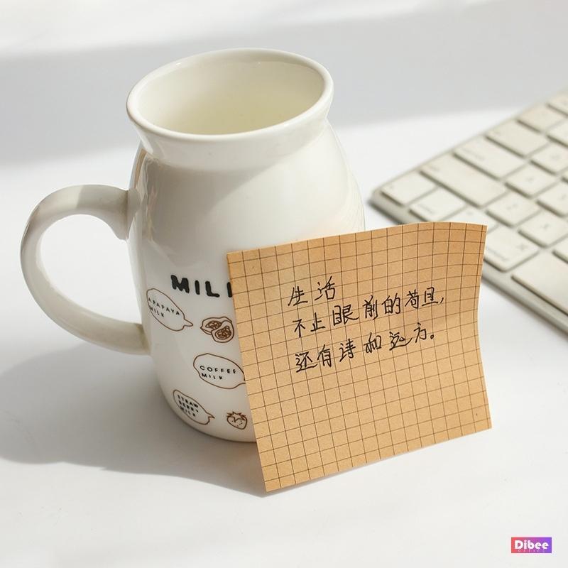 Giấy note ghi chú DiBee  2 màu, trơn, kẻ ngang, kẻ caro, phong cách vintage keo dán chắc chắn, trang trí decor NO70