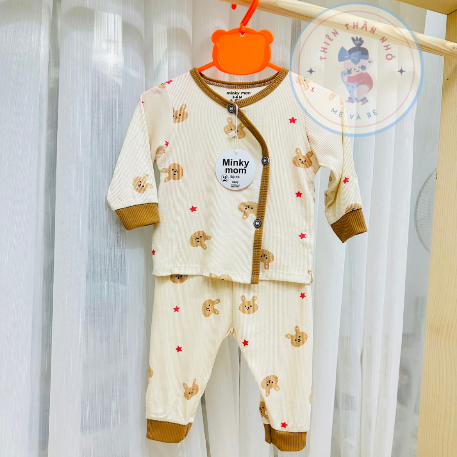 Bộ Dài Tay Thun Lạnh Cài Chéo Cho Bé Trai Bé Gái 3-9KG
