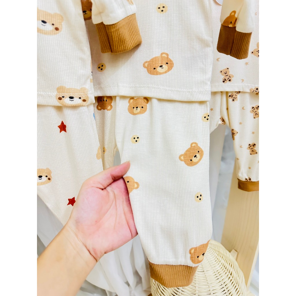 Bộ Dài Tay Thun Lạnh Cài Chéo Cho Bé Trai Bé Gái 3-9KG