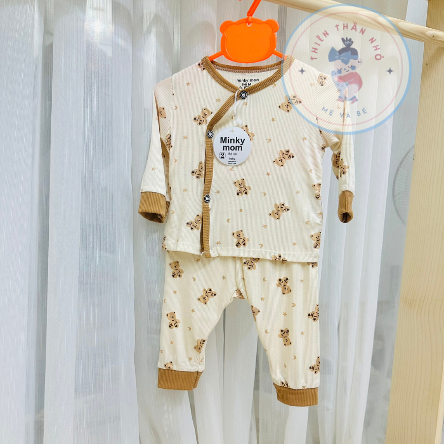 Bộ Dài Tay Thun Lạnh Cài Chéo Cho Bé Trai Bé Gái 3-9KG