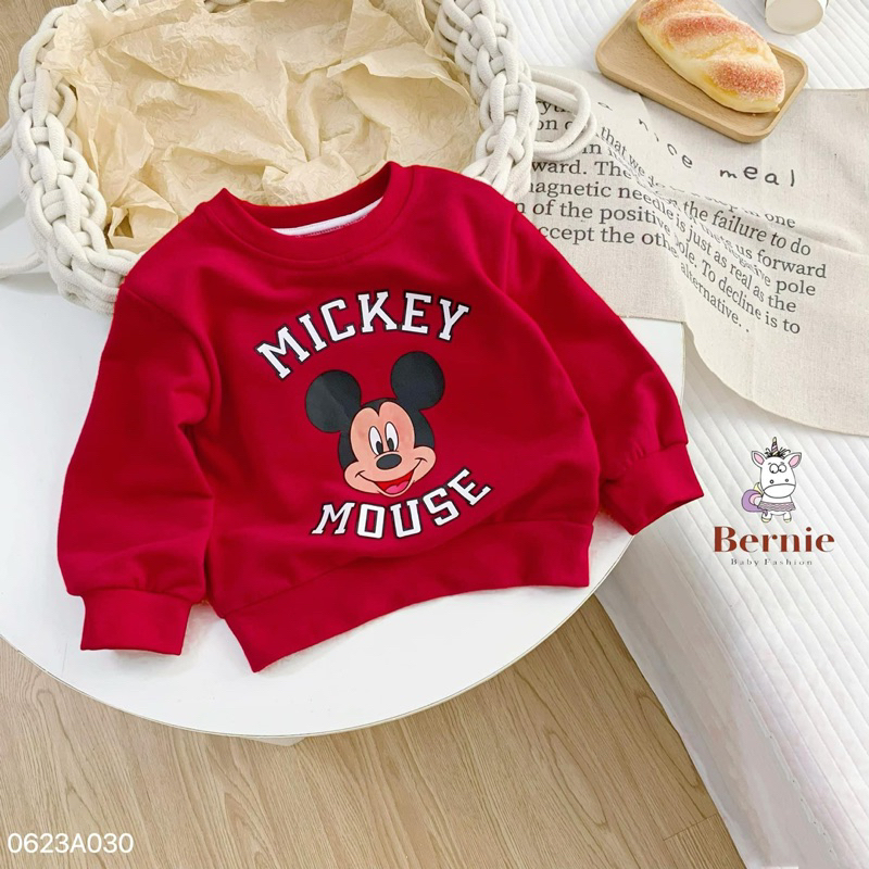 Áo nỉ Micky đỏ Noel bé trai bé gái