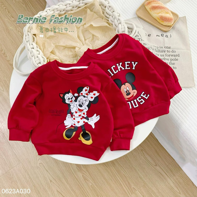 Áo nỉ Micky đỏ Noel bé trai bé gái