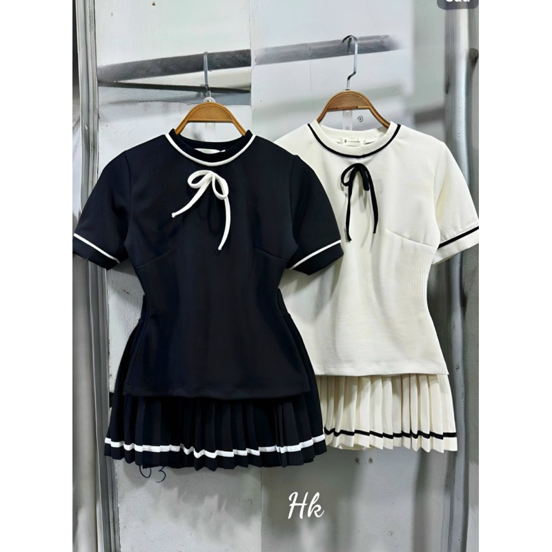 Set Áo Len Tay Cổ Tròn + Chân Váy Xòe hàng qc Loại 1