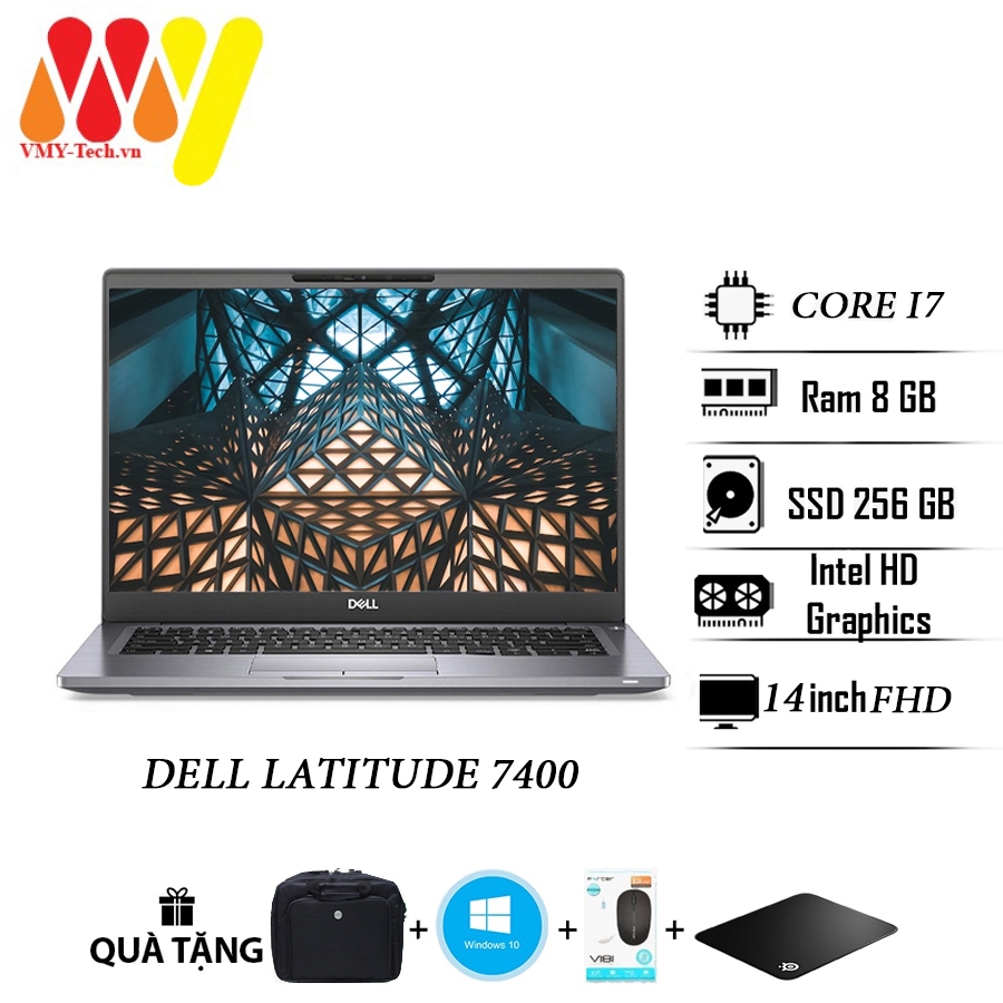 Laptop Dell 7400 mẫu cao cấp giá tốt, Core i7, Ram 8gb, màn 14 FullHD, ổ cứng SSD 256gb, máy tính xách tay lướt 99% zin