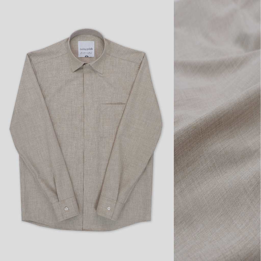 Áo sơmi nam cổ bẻ màu NÂU có túi dài tay betterNICK