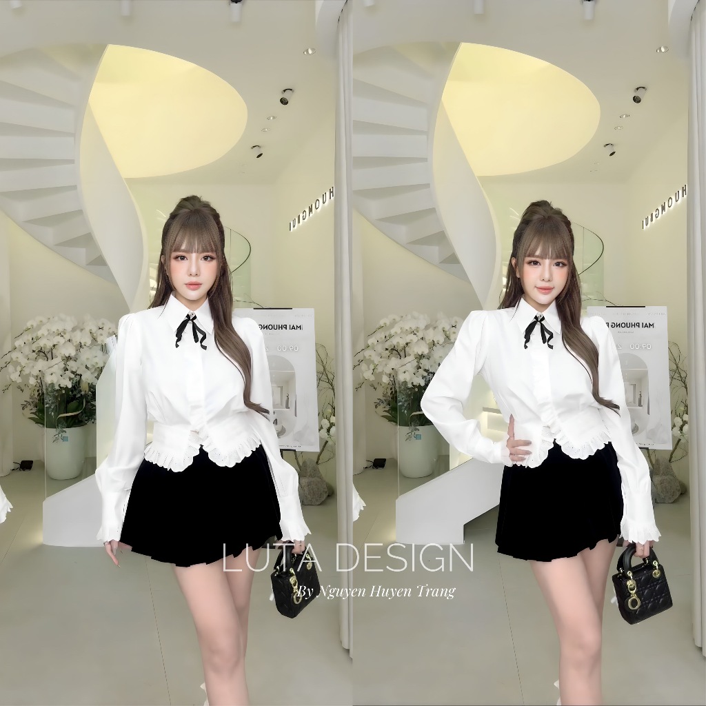 Set Áo Sơ Mi Tiểu Thư Mix Chân Váy Xòe MPB