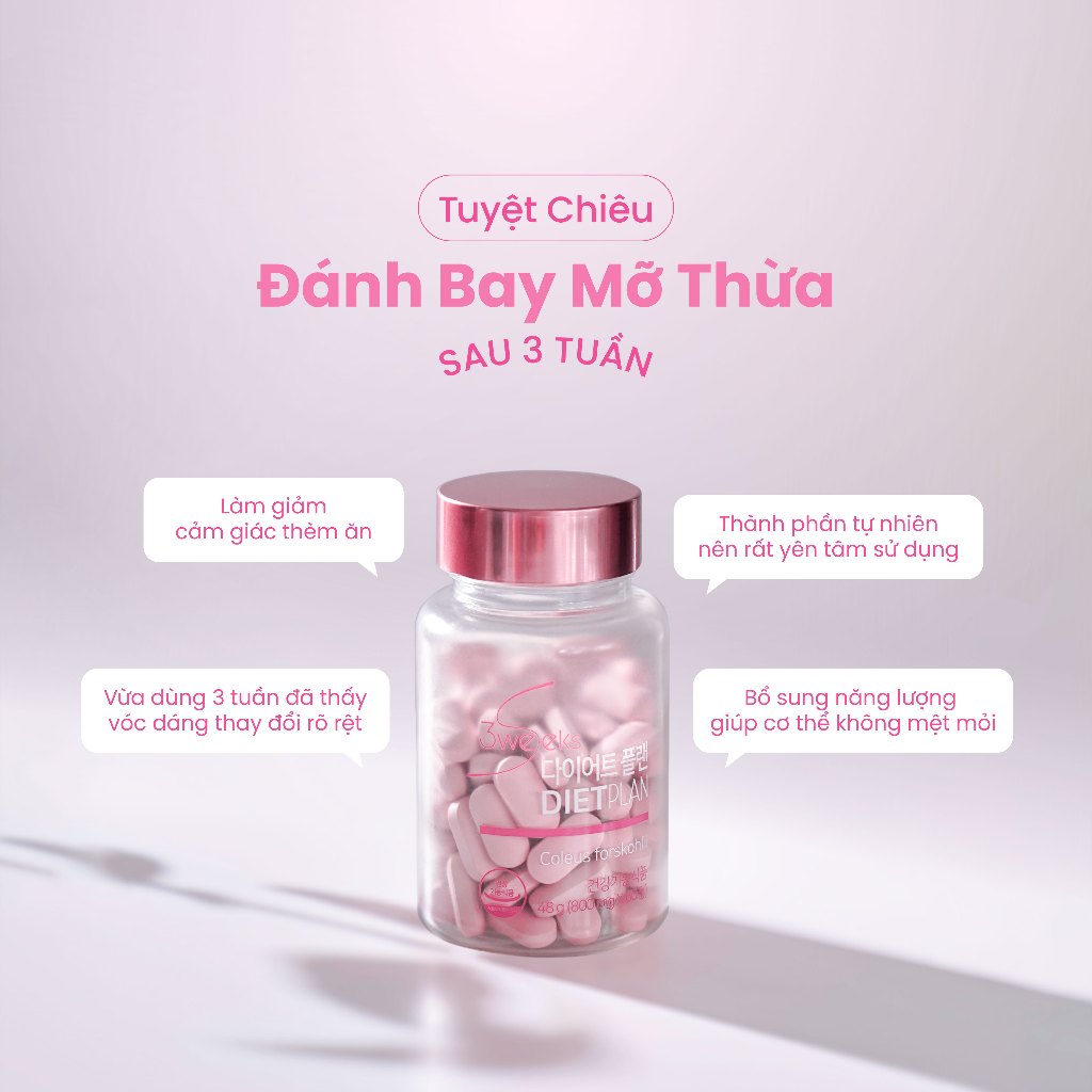 Giảm cân nhanh 3WEEKS DIETPLAN, viên uống giảm cân, duy trì vóc dáng hiệu quả Hàn Quốc