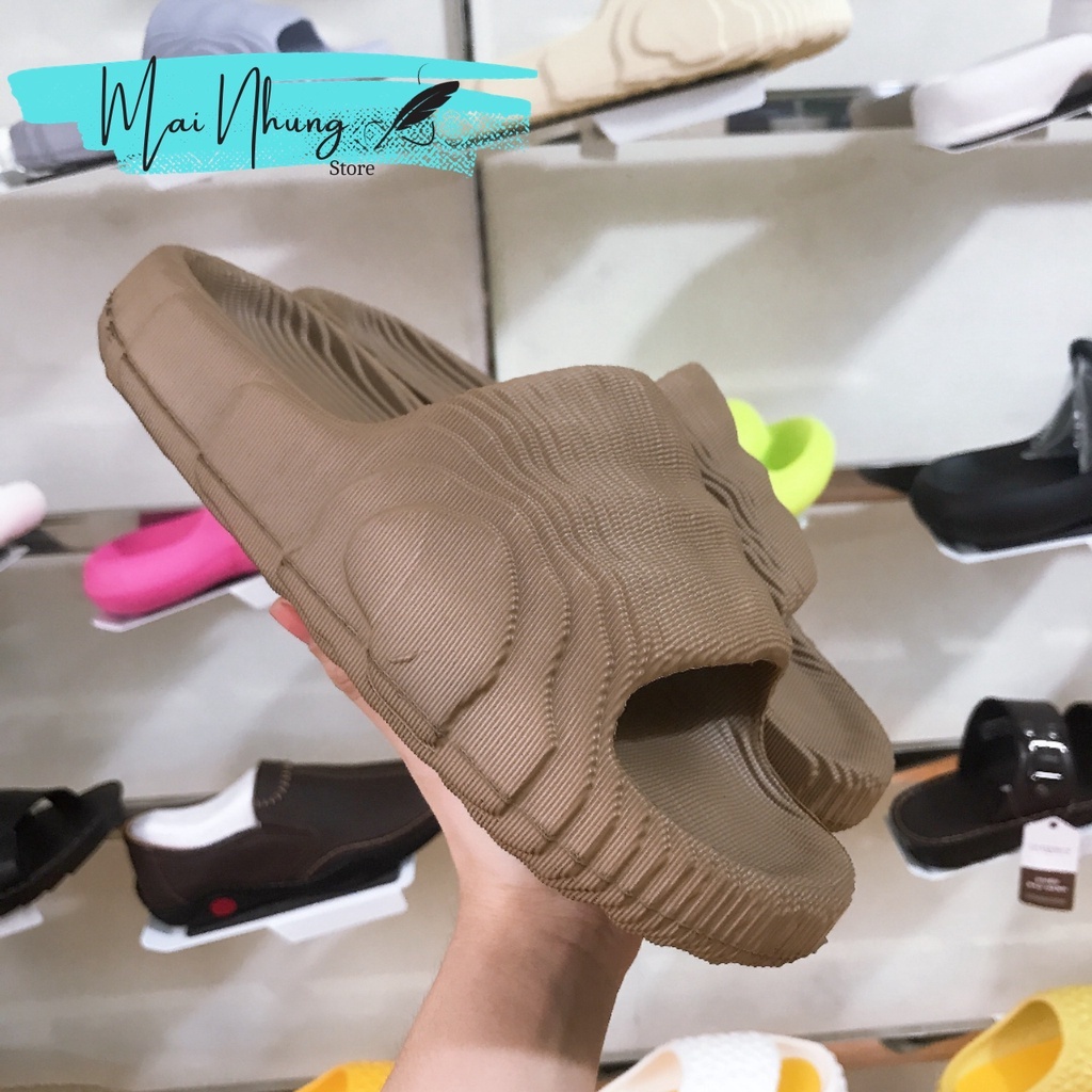 Dép ullzang bánh mì họa tiết hình học đế siêu dày nam nữ 2021