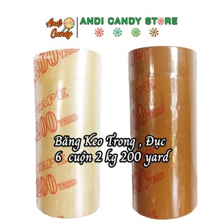 6 cuộn băng keo trong, đục 200 yard