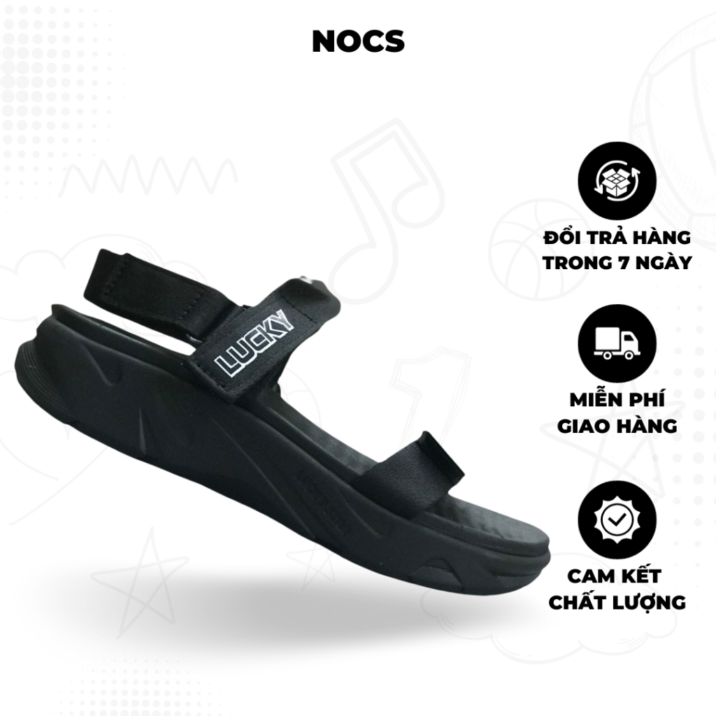 Giày Sandal 2 Quai Ngang Nam Nữ Lucky Unisex Quai Chéo Z Đen Siêu Nhẹ Siêu Bền - Tặng kèm vớ