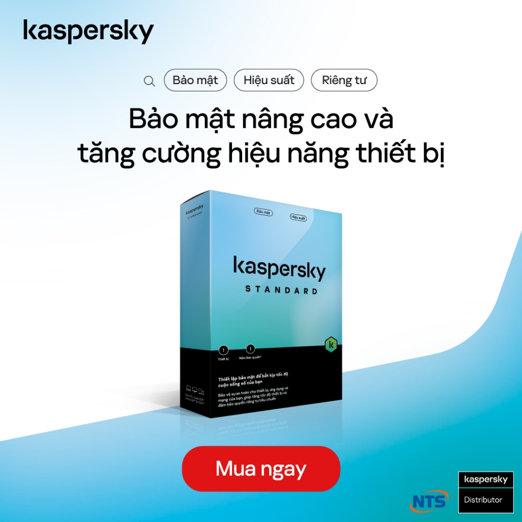 [Mã ICBFRI25 giảm 25K đơn 149K] Phần mềm diệt virus Kaspersky Standard 1 Thiết bị/năm - Hàng chính hãng