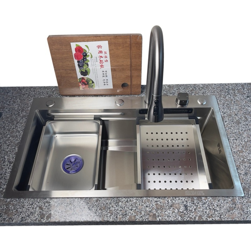 Combo chậu 1 hố kèm vòi đa năng inox sus 304