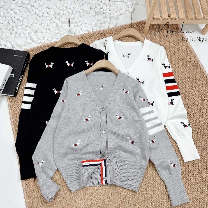 Áo cadigan len cún thêu sọc tay  hàng QC