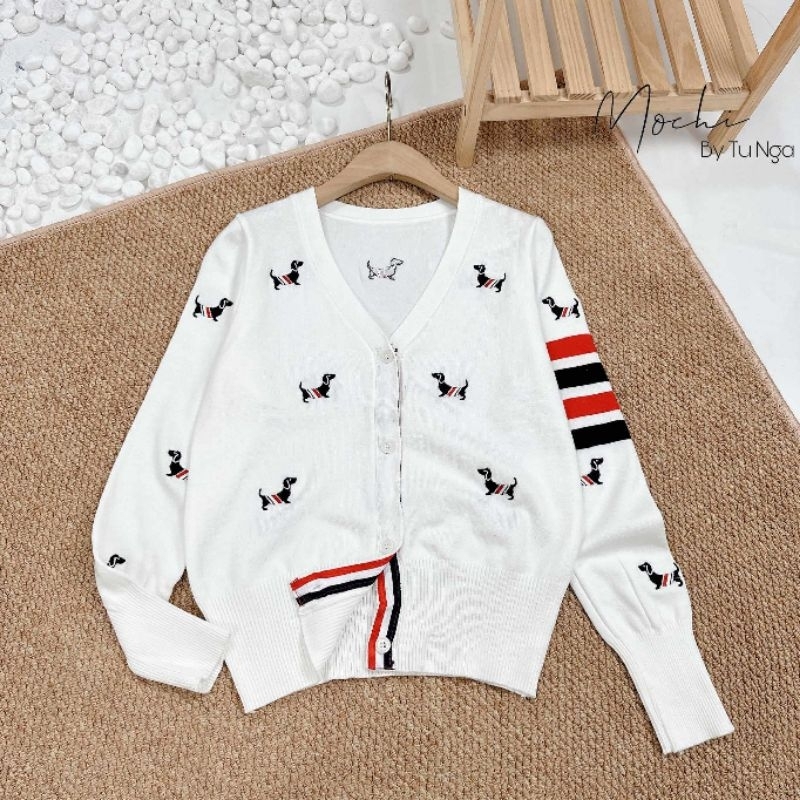 Áo cadigan len cún thêu sọc tay  hàng QC